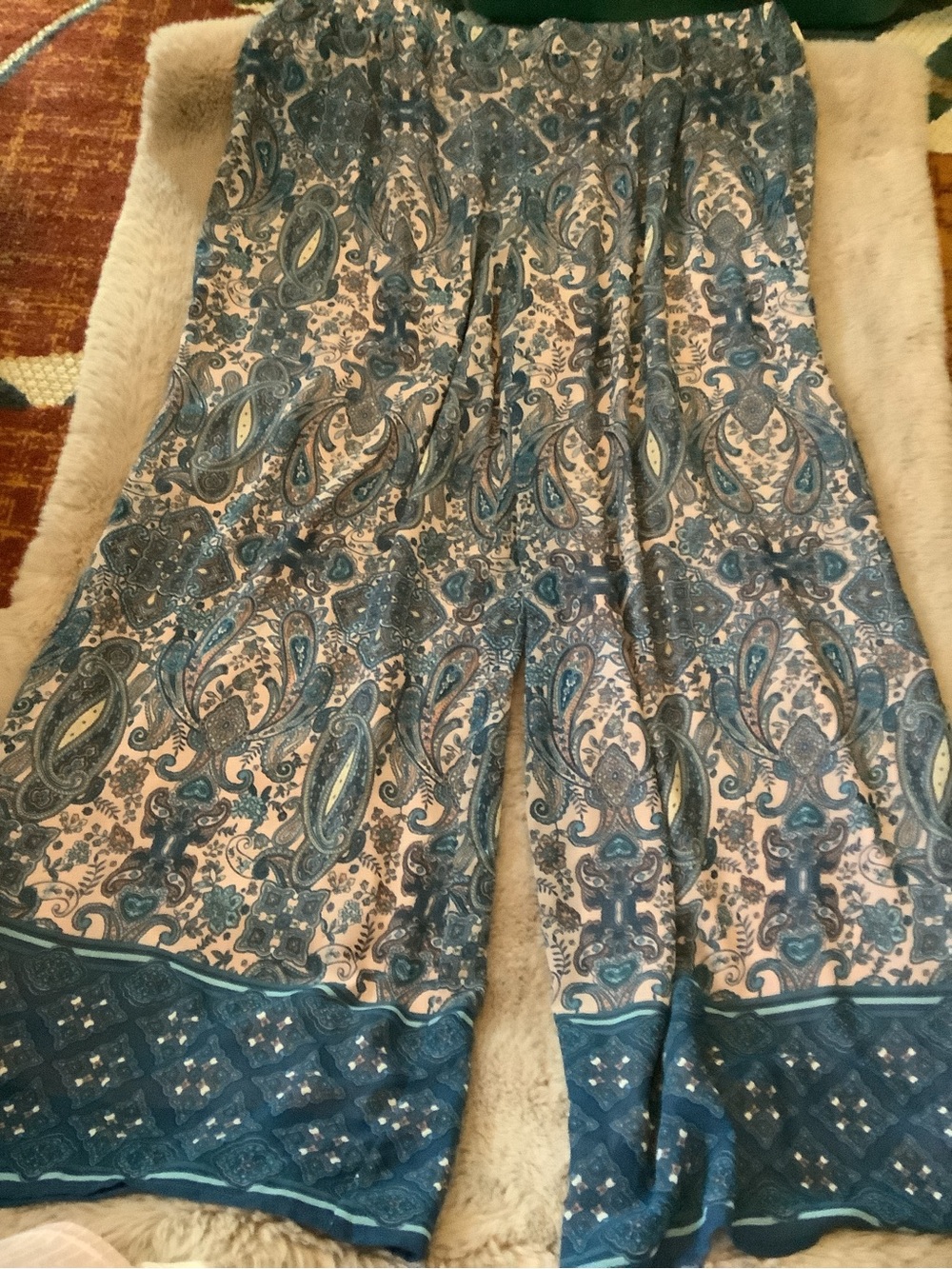 LOWEST🌺 EST.1946 BOHO PAISLEY LINED w/POCKETS WIDE LEG PANTS - Picture 6 of 12